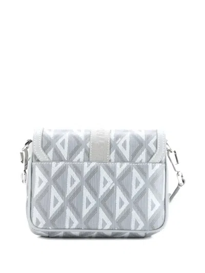 Pre-owned Dior Hit The Road Flap Cd Diamond Coated Canvas And Leather Mini Crossbody Bag In Gray