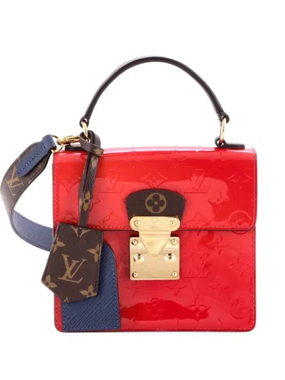 Pre-owned Louis Vuitton Spring Street Nm Handbag Monogram Vernis With Monogram Canvas And Epi Leather Shoulder Bag In Blue