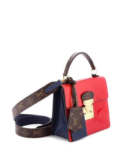 Pre-owned Louis Vuitton Spring Street Nm Handbag Monogram Vernis With Monogram Canvas And Epi Leather Shoulder Bag In Blue