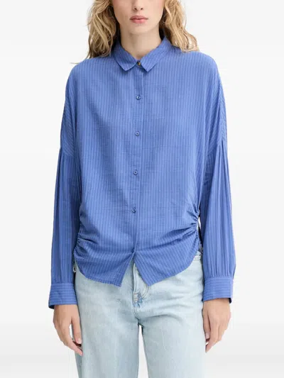 Sessun Drawstring Textured Shirt In Blue