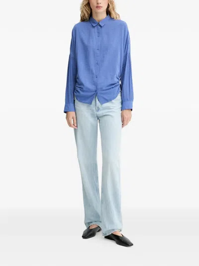 Sessun Drawstring Textured Shirt In Blue