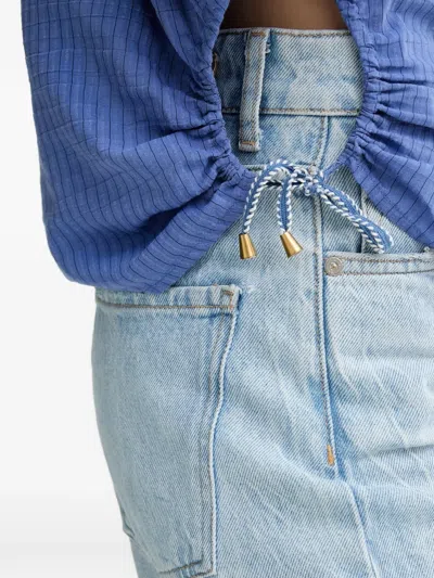 Sessun Drawstring Textured Shirt In Blue