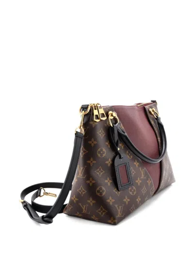 Pre-owned Louis Vuitton V Tote Monogram Canvas And Leather Mm Shoulder Bag In Brown