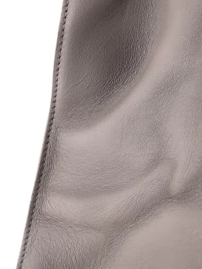 Pre-owned Saint Laurent Classic Y Cabas Leather Small Satchel In Gray