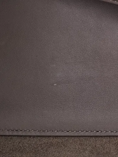 Pre-owned Saint Laurent Classic Y Cabas Leather Small Satchel In Gray