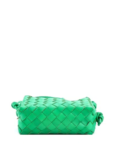 Pre-owned Bottega Veneta Loop Intrecciato Nappa Mini Crossbody Bag In Green