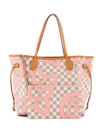Pre-owned Louis Vuitton Neverfull Nm Limited Edition Damier Tahitienne Mm Tote Bag In Pink