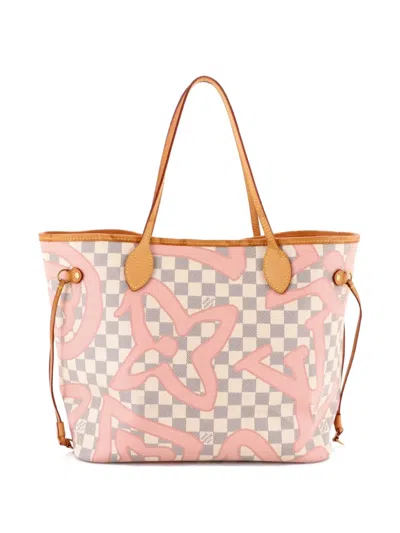 Pre-owned Louis Vuitton Neverfull Nm Limited Edition Damier Tahitienne Mm Tote Bag In Pink