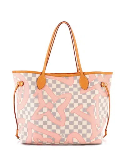 Pre-owned Louis Vuitton Neverfull Nm Limited Edition Damier Tahitienne Mm Tote Bag In Pink