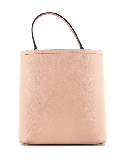 Pre-owned Prada Panier Saffiano Leather Medium Bucket Bag In Neutral