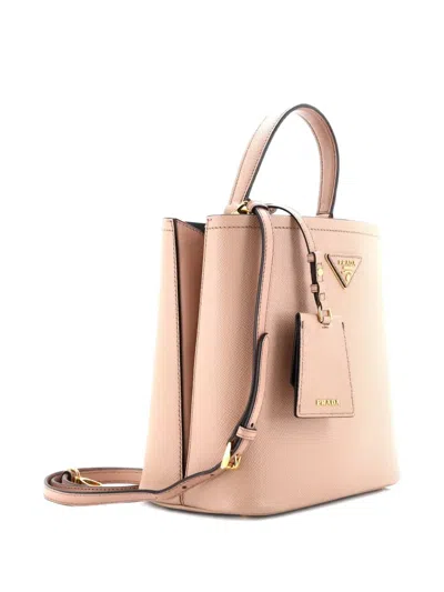 Pre-owned Prada Panier Saffiano Leather Medium Bucket Bag In Neutral