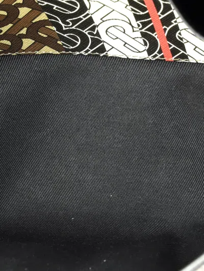 Pre-owned Burberry Note Monogram E-canvas Medium Crossbody Bag In Brown