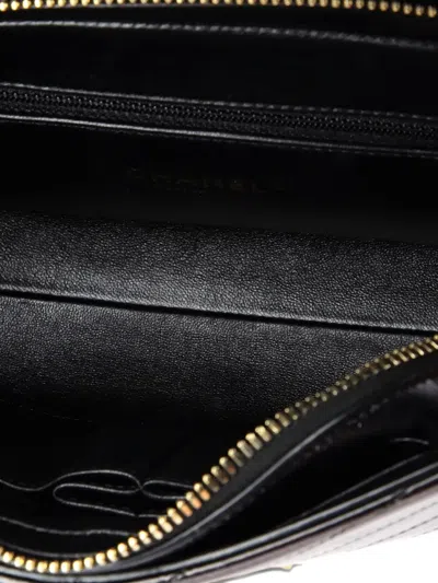 Pre-owned Chanel Medal Envelope Flap Bag Chevron Calfskin Large Shoulder Bag In Black