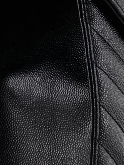 Pre-owned Saint Laurent Classic Monogram Envelope Satchel Matelasse Chevron Leather Large Shoulder Bag In Black