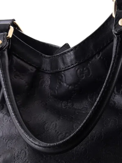 Pre-owned Gucci Sukey Ssima Leather Large Tote Bag In Black