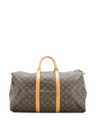 Pre-owned Louis Vuitton Keepall Bag Monogram Canvas 45 Satchel In Brown
