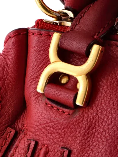 Pre-owned Chloé Marcie Satchel Leather Baby Crossbody Bag In Red