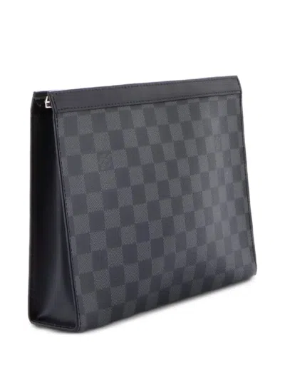 Pre-owned Louis Vuitton Pochette Voyage Damier Graphite Mm Clutch Bag In Black