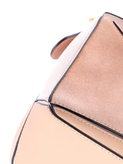 Pre-owned Loewe Puzzle Bag Leather And Suede Small Satchel In Pink