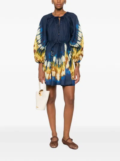 Alemais Martine Belted Mini Dress In Blue