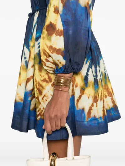 Alemais Martine Belted Mini Dress In Blue