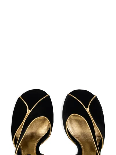 Etro 90mm Metallic-trim Velvet High-heeled Sandals In Black