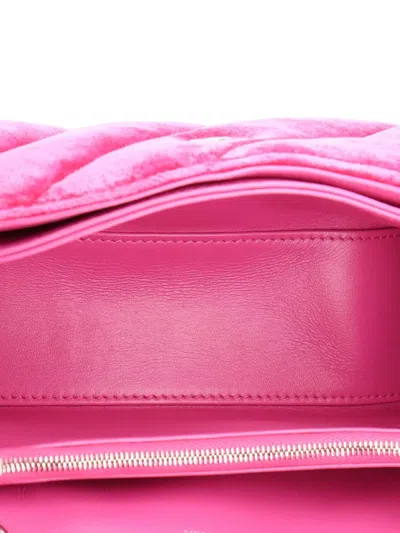 Pre-owned Balenciaga Crush Chain Flap Bag Quilted Velvet Medium Shoulder Bag In Pink