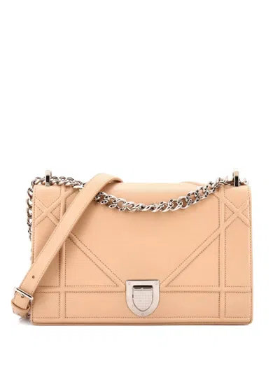 Pre-owned Dior Ama Flap Bag Lambskin Small Crossbody Bag In Neutral