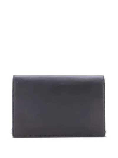 Pre-owned Saint Laurent Classic Monogram Tassel Chain Wallet Embellished Leather Small Crossbody Bag In Black