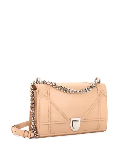 Pre-owned Dior Ama Flap Bag Lambskin Small Crossbody Bag In Neutral