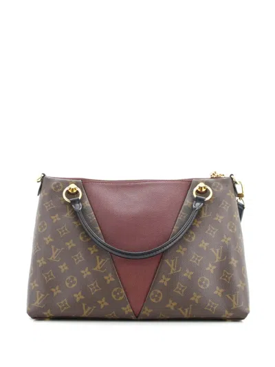 Pre-owned Louis Vuitton V Tote Monogram Canvas And Leather Mm Shoulder Bag In Brown
