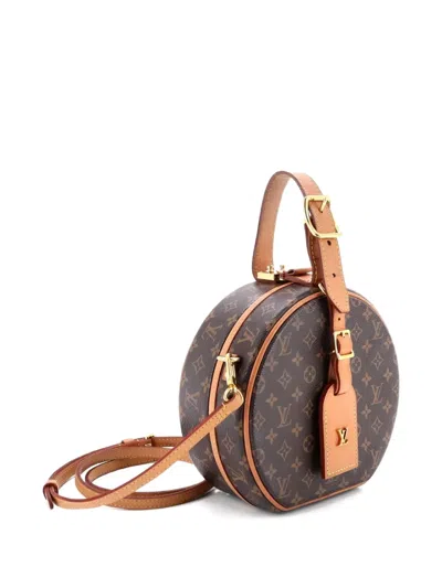 Pre-owned Louis Vuitton Petite Boite Chapeau Bag Monogram Canvas Crossbody Bag In Brown