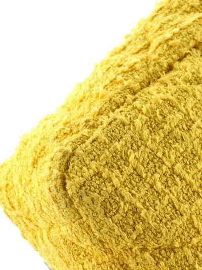 Pre-owned Chanel 19 Flap Bag Quilted Tweed Medium Crossbody Bag In Yellow