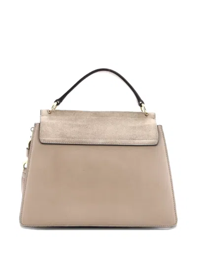 Pre-owned Chloé Faye Top Handle Bag Leather Small Satchel In Neutral
