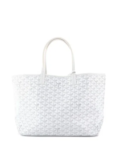 Pre-owned Goyard Saint Louis Printed Coated Canvas Pm Tote Bag In White