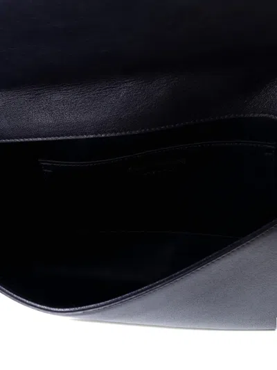 Pre-owned Saint Laurent Belle De Jour Leather Large Clutch Bag In Blue