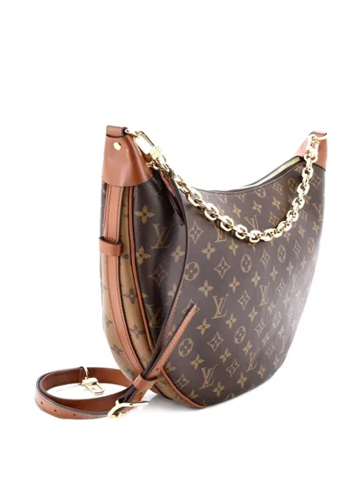 Pre-owned Louis Vuitton Loop Reverse Monogram Canvas Hobo Bag In Brown