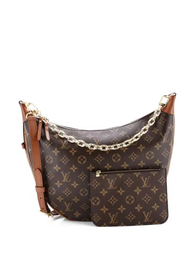 Pre-owned Louis Vuitton Loop Reverse Monogram Canvas Hobo Bag In Brown