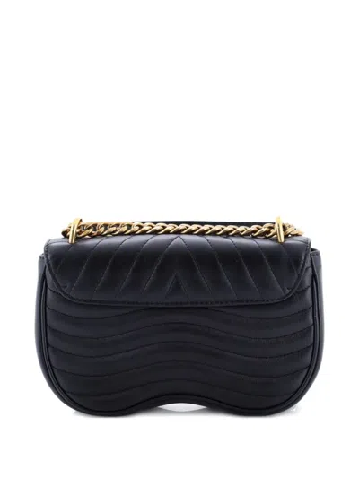 Pre-owned Louis Vuitton New Wave Chain Bag Quilted Leather Pm Shoulder Bag In Black