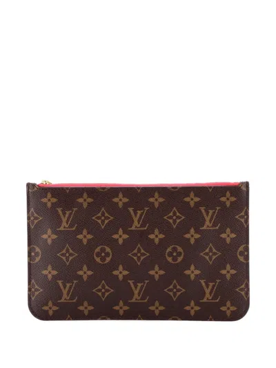 Pre-owned Louis Vuitton Neverfull Pochette Monogram Canvas Large Pouch In Brown