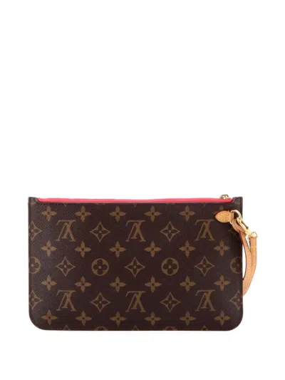 Pre-owned Louis Vuitton Neverfull Pochette Monogram Canvas Large Pouch In Brown