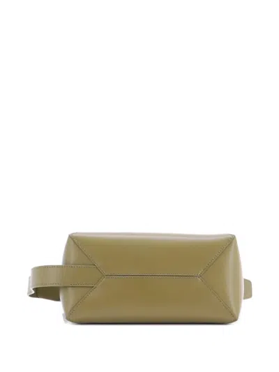 Pre-owned Loewe Puzzle Fold Wash Bag Leather Pouch In Green