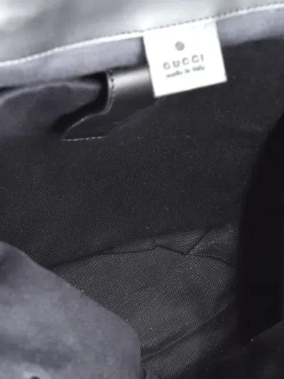 Pre-owned Gucci Double Pocket Buckle Printed Gg Coated Canvas Large Backpack In Black