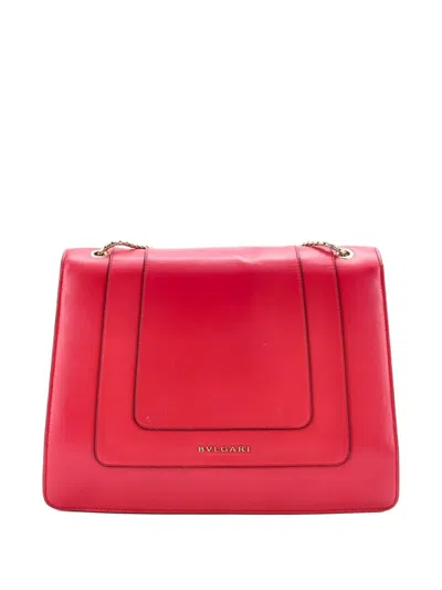 Pre-owned Bvlgari Serpenti Forever Square Leather Medium Shoulder Bag In Pink