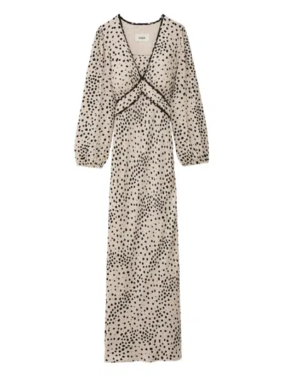 Ba&sh Derby Polka-dot V-neck Maxi Dress In Gray