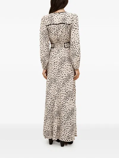 Ba&sh Derby Polka-dot V-neck Maxi Dress In Gray