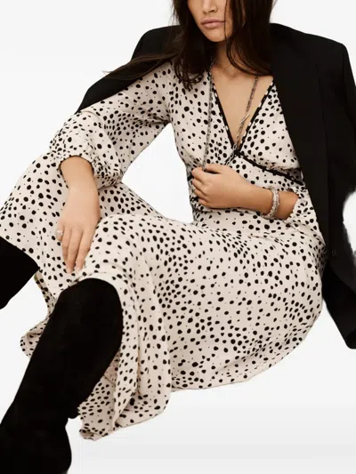 Ba&sh Derby Polka-dot V-neck Maxi Dress In Gray