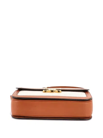 Pre-owned Celine Triomphe Shoulder Bag Canvas With Leather Medium Crossbody Bag In Brown