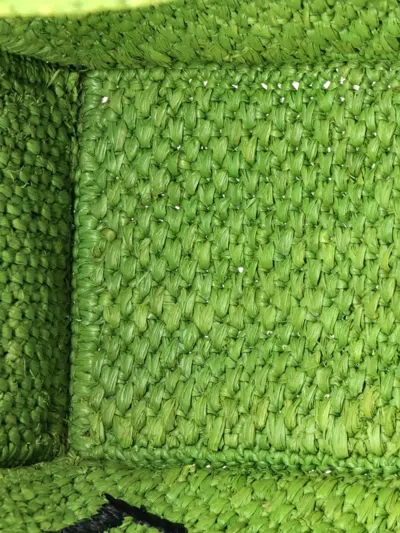 Pre-owned Loewe Paula's Ibiza Logo Convertible Raffia Small Tote Bag In Green