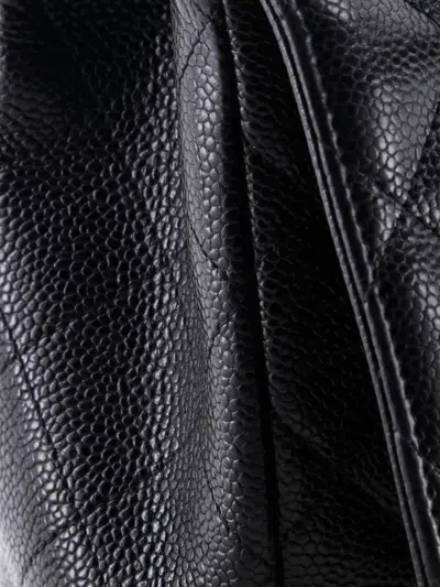 Pre-owned Chanel Classic Single Flap Bag Quilted Caviar Jumbo Shoulder Bag In Black